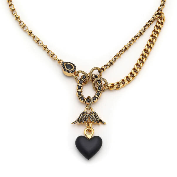 Amore Gold Plated Heart Charm Chain Necklace - 4