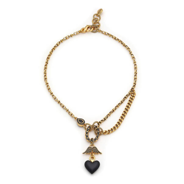 Amore Gold Plated Heart Charm Chain Necklace - 1