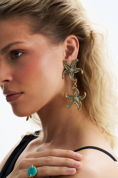 Aqualuxe Turquoise Gold Plated Starfish Earrings - 6