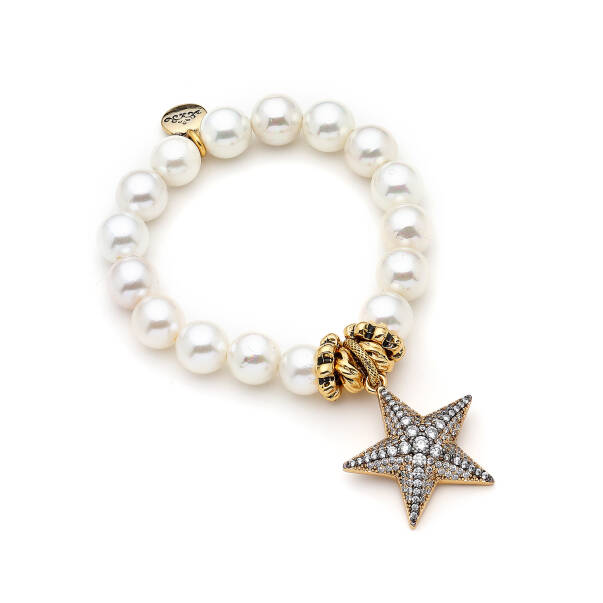 Astra Pearl Kristal Star Charm Bracelet - 1