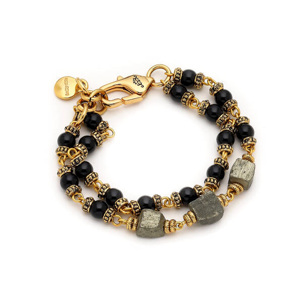 Aura Onyx Gold Plated Multi Bracelet - 1