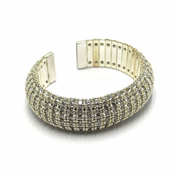 Bertus Silver-Plated Zircon Cuff Bracelet - 1