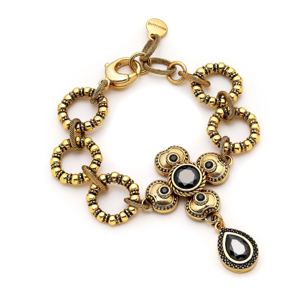 Illume Yonca Siyah Zirkon Charm Zincir Bilezik - 1