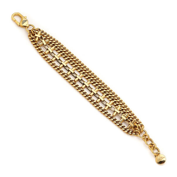 Bliss Onyx Gold Plated Multi Chain Bracelet - 1