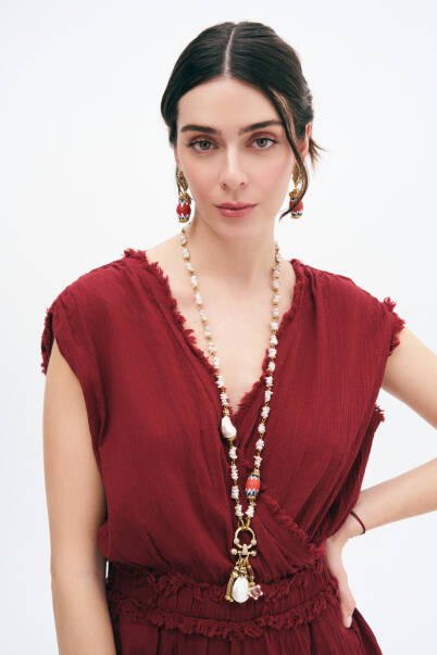 Bohemian Pearl Tassel Charm Necklace - 4