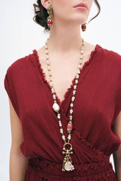 Bohemian Pearl Tassel Charm Necklace - 2