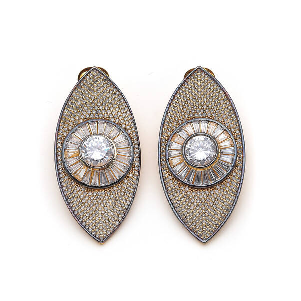 Bold Gaze Zircon Eye Stud Earrings - 2