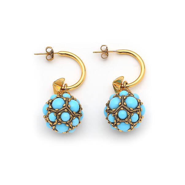 Breezy Turquoise Gold Plated Top Earring - 1