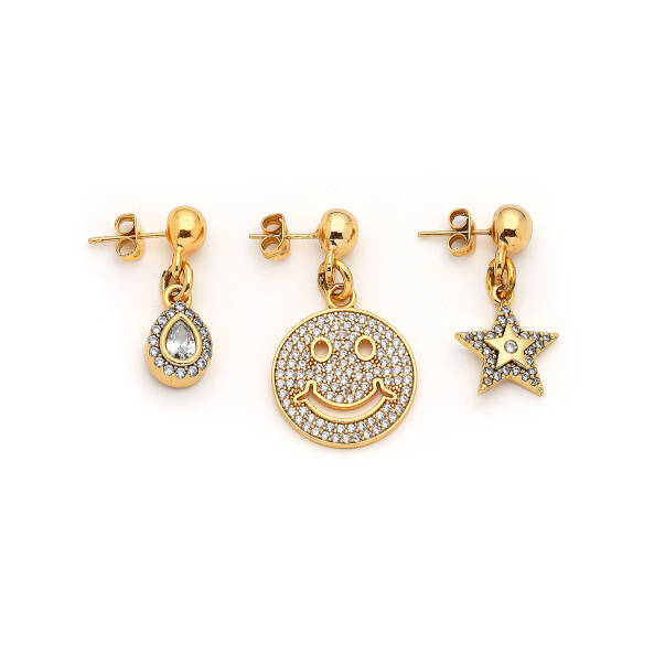 Brie Latin Coated Charm Multi Pins Earrings - 1