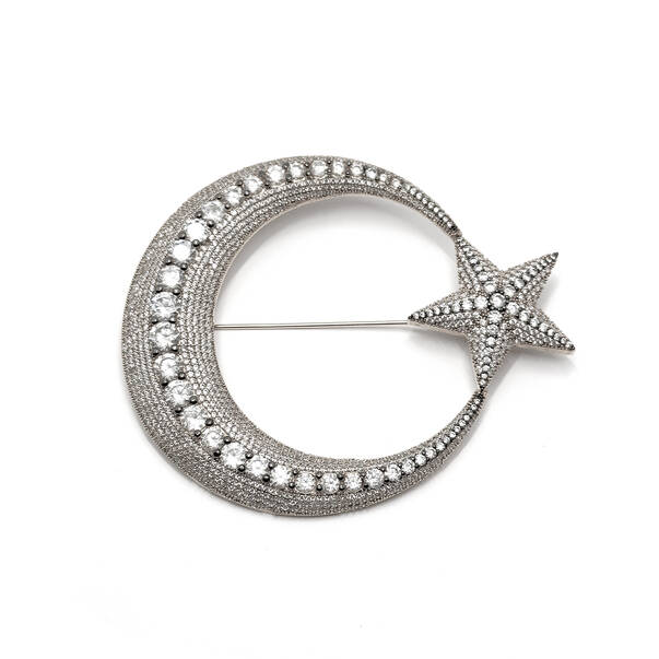 Çağdaş Zircon Silver-Plated Brooch - 1