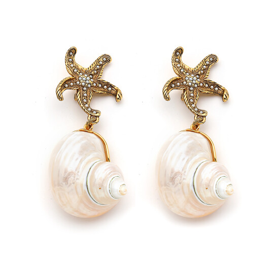 Capella White Gold Plated Seashell Clip Earrings 