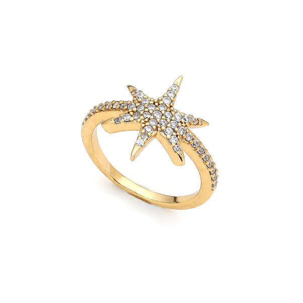 Celestial Gold Plated Star Zircon Ring - 1