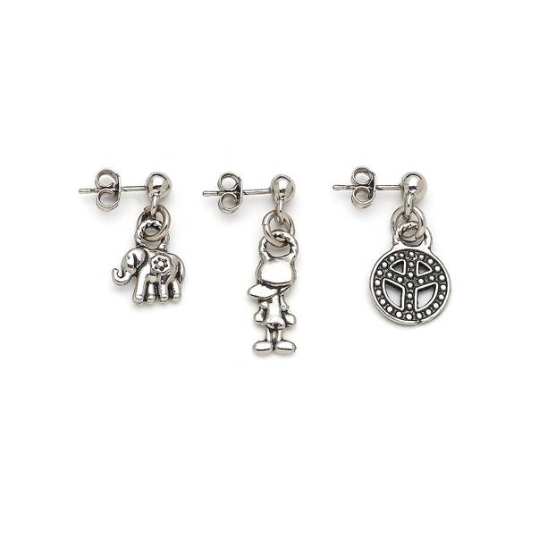 Chabey Silver Plated Brass Charm Earrings - 1