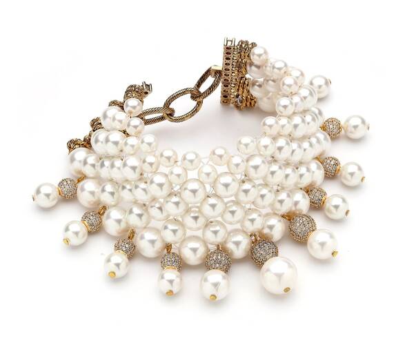 Cleo Zircon Pearl Gold Plated Bracelet - 1