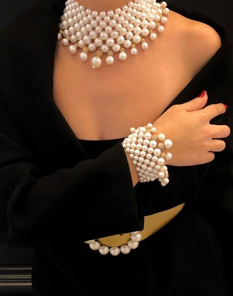 Cleo Zircon Pearl Gold Plated Bracelet - 7