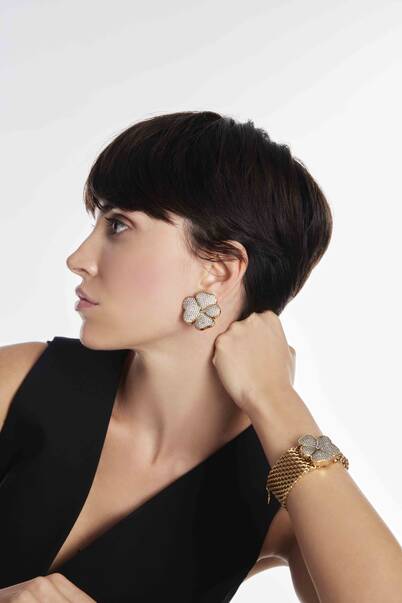 Clover Zircon Gold Plated Clover Clip Earrings - 3