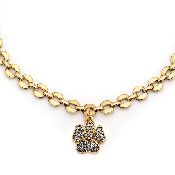 Clover'S Chance Gold Plated Zircon Clover Charm Chain Necklace - 3