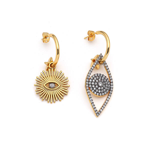 Dakota Gold Plated Eye,Sun Charm Pins Earring - 1