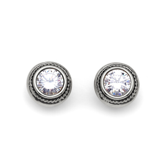 Duchess Zircon Silver Plated Pierced Earrings 