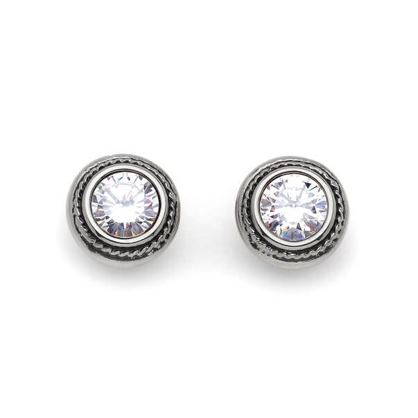 Duchess Zircon Silver Plated Pierced Earrings - 1