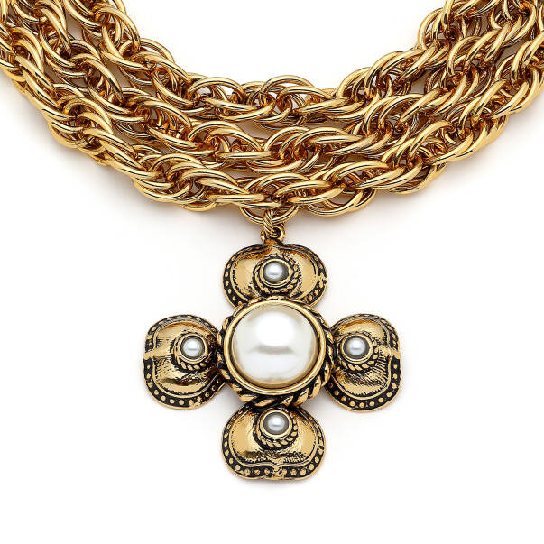 Eclipse Gold Plated Pearl Clover Charm Multi Chain Necklace - 3