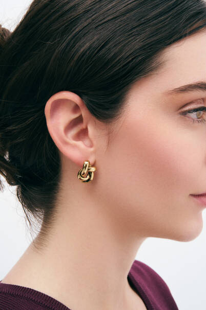 Ecliptic Gold Plated Spiral Stud Earrings - 2
