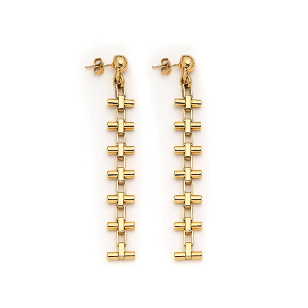 Ella Gold Plated Chain Pinned Earrings - 1