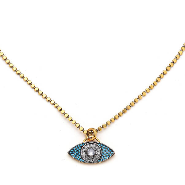 Ember Turquoise Gold Plated Eye Necklace - 7