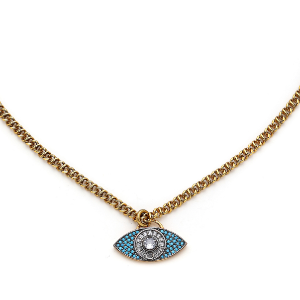 Ember Turquoise Gold Plated Eye Necklace - 3