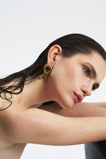 Epsilon Gold Plated Stud Earrings - 3