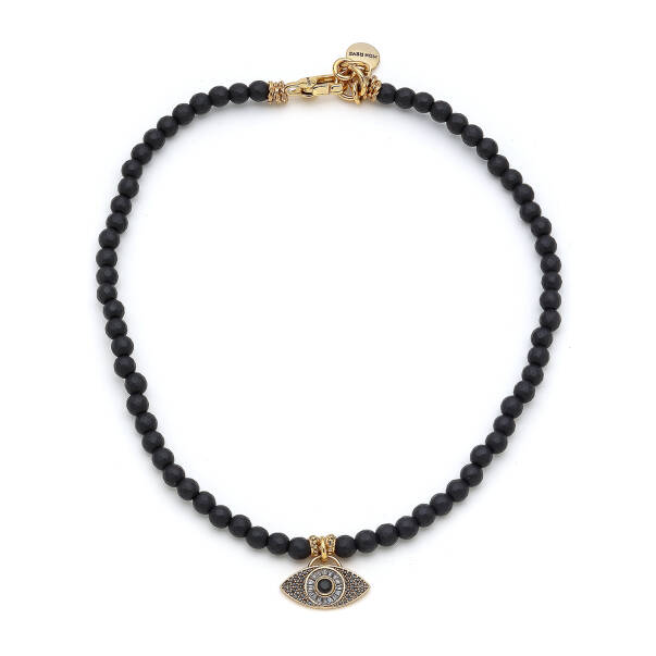 Eye Glaze Onyx Gold Plated Zircon Eye Necklace - 1