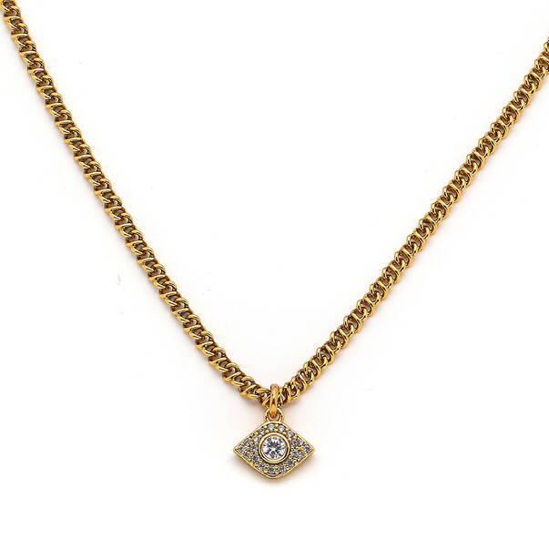 Eyescape Gold Plated Zircon Eye Charm Chain Necklace - 2