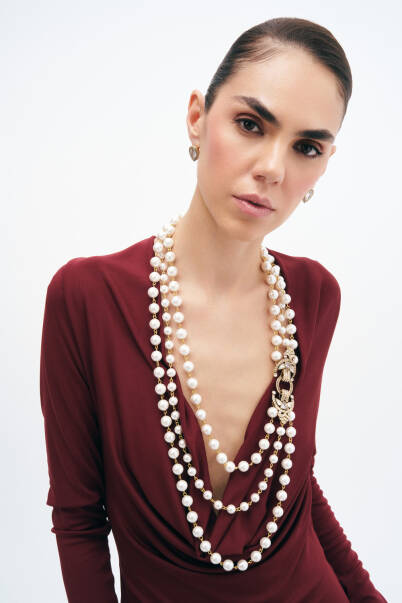 Falling Pearl Gold Plated Necklace - 2