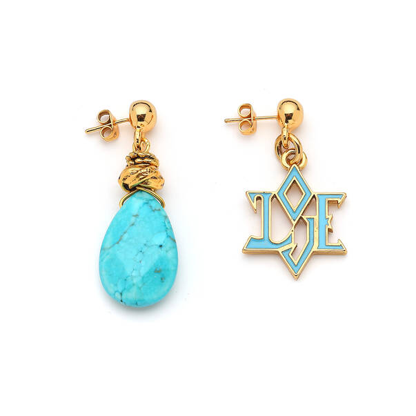 Glam Turquoise Gold Plated Charm Earrings - 1