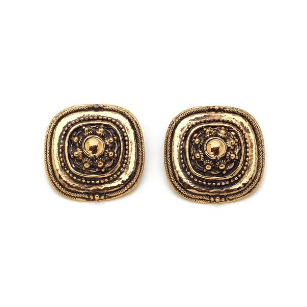 Golden Gleam Gold Square Clip Earrings - 1