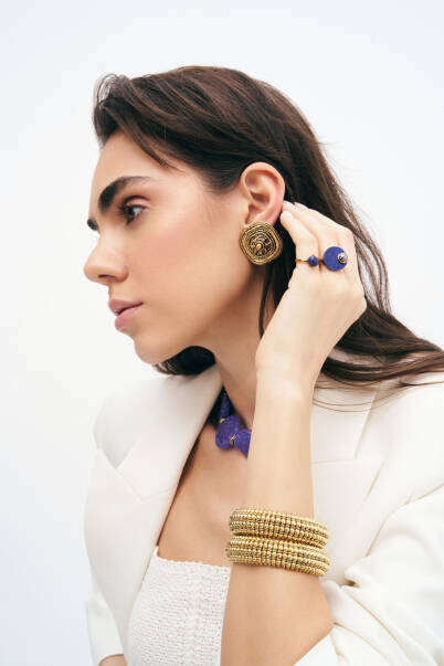 Golden Gleam Gold Square Clip Earrings - 7