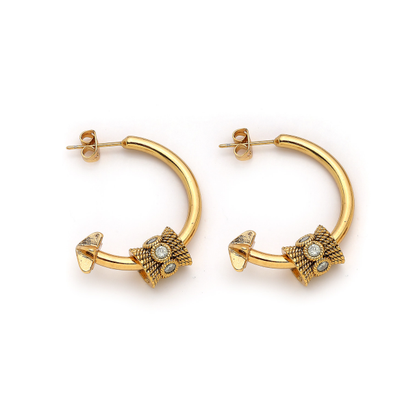 Grace Gold Plated Zircon Charm Pinned Earrings - 1