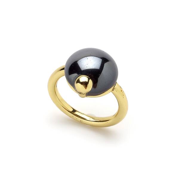 Grey Hematite Gold Plated Ring - 1