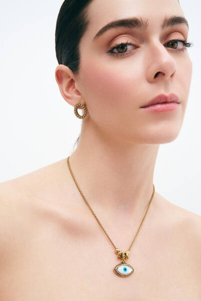 Gizmo Gold Plated Eye Chain Necklace - 3