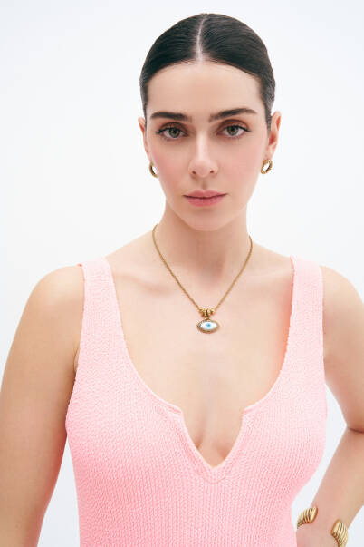 Gizmo Gold Plated Eye Chain Necklace - 4