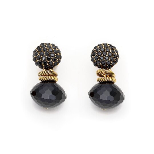 Harper Onyx Gold Plated Zircon Evening Clips Earring 