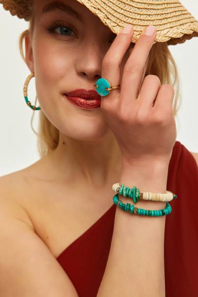 Hesta Turquoise Gold Plated Ring - 11