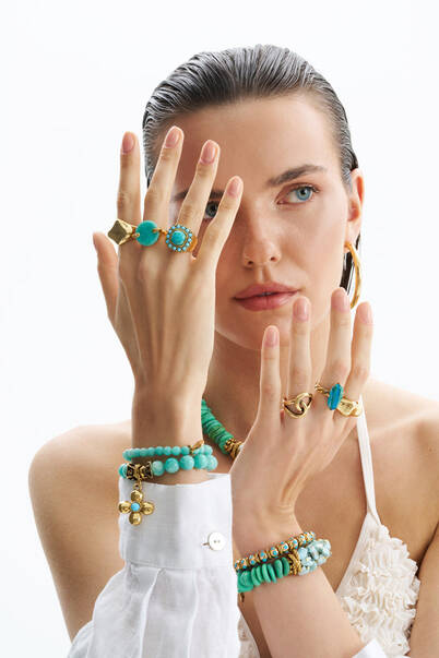 Hesta Turquoise Gold Plated Ring - 7