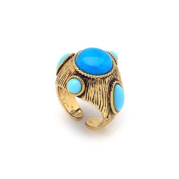 Hürrem Turquoise Gold Plated Ring - 1