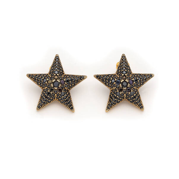 İsla Gold Plated Star Zirconlu Pins Earring - 1