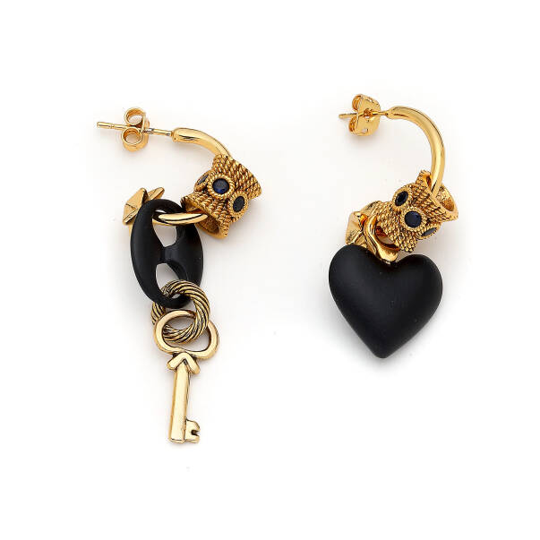 İvy Gold Plated Heart, Key Pins Earring - 1