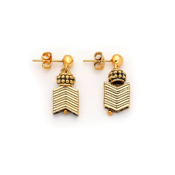 Julia Gold Plated Arrow Charm Pinned Earrings - 1