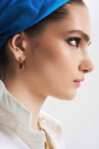 Julia Gold Plated Arrow Charm Pinned Earrings - 2
