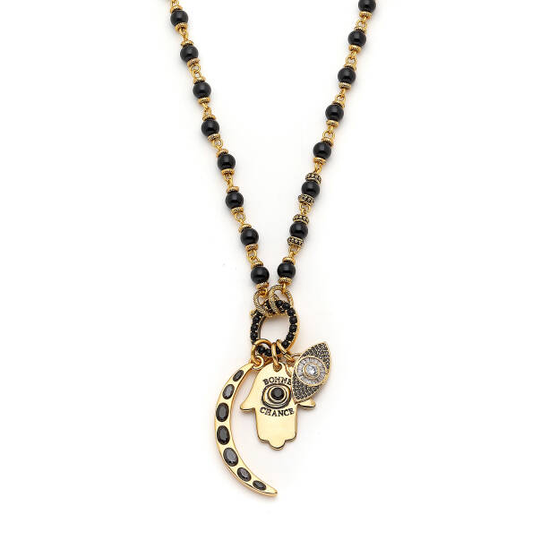 Ladies' Protection Onyx Gold Plated Charm Necklace - 4