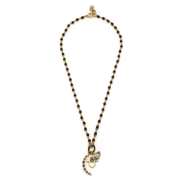 Ladies' Protection Onyx Gold Plated Charm Necklace - 1